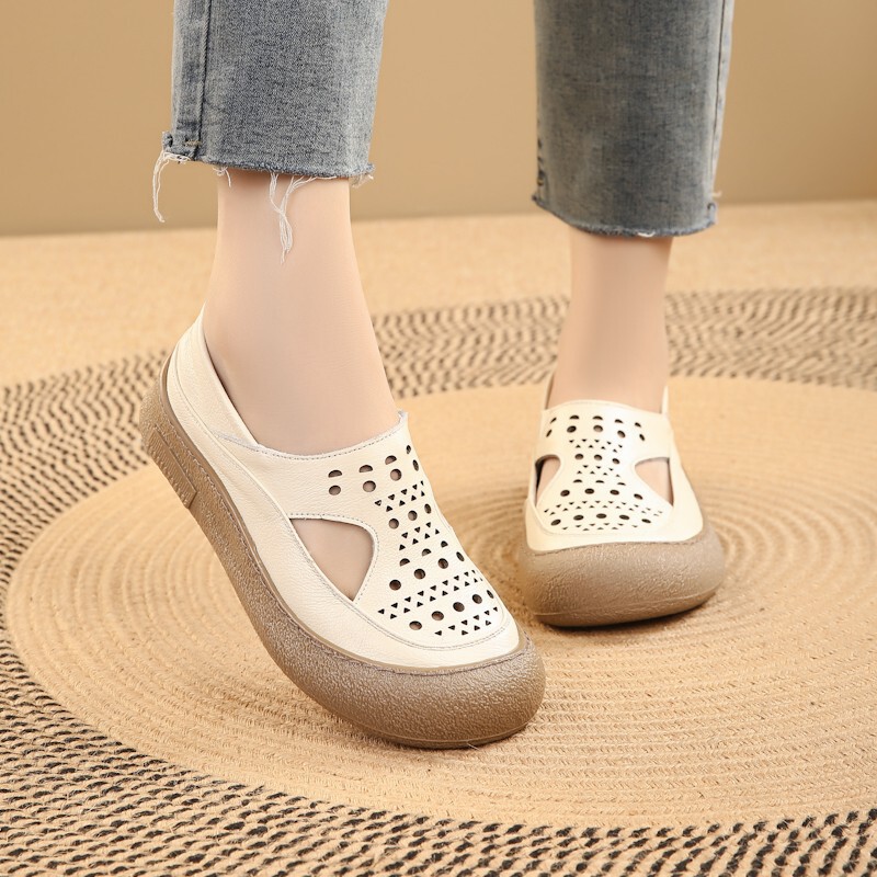 First-Layer Cowhide Ultra-High Heel Hollow-Out Breathable Sandals 2026 New Summer Versatile Slip-On Lazy Clogs First-Layer Cowhide Ultra-High Heel Hollow-Out Breathable Sandals 2026 New Summer Versatile Slip-On Lazy Clogs