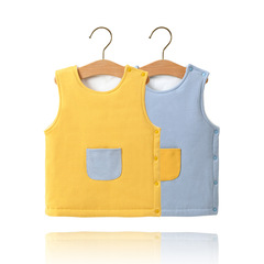 兒童馬甲初春新款純棉a類寶寶保暖背心三層夾羽絨棉護肚嬰兒馬甲