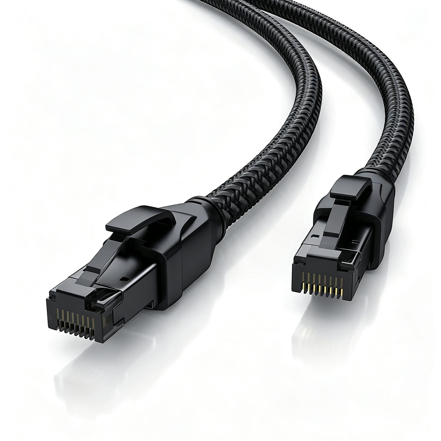 工厂定制CAT8黑白编织线40Gpbs2000MHZ万兆带尼龙编网网线