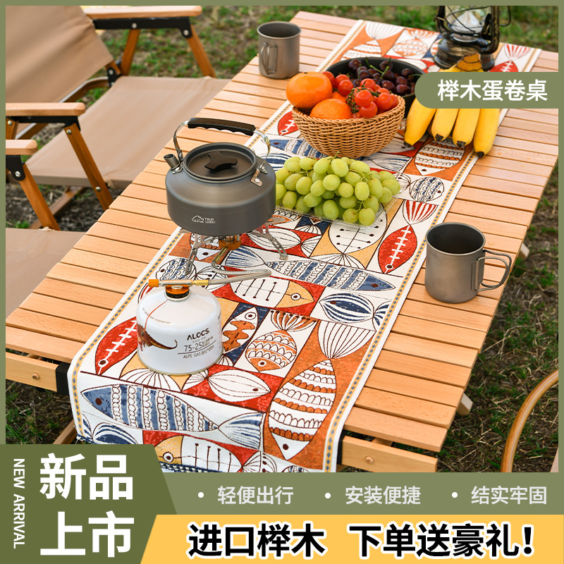 Egg roll table outdoor wood folding tables and chairs Lightweight camp dining table solid wood camping table beylum folding egg roll table