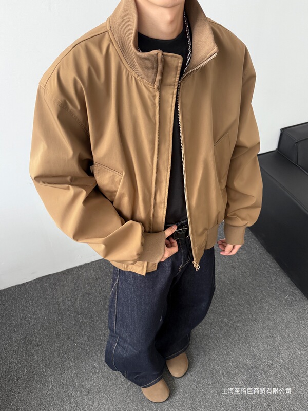 Wukong Goods American Retro Stand Collar Pilot Jacket Men's Trendy Brand Cleanfit Loose Fit Versatile Short Coat Wukong Goods American Retro Stand Collar Pilot Jacket Men's Trendy Brand Cleanfit Loose Fit Versatile Short Coat