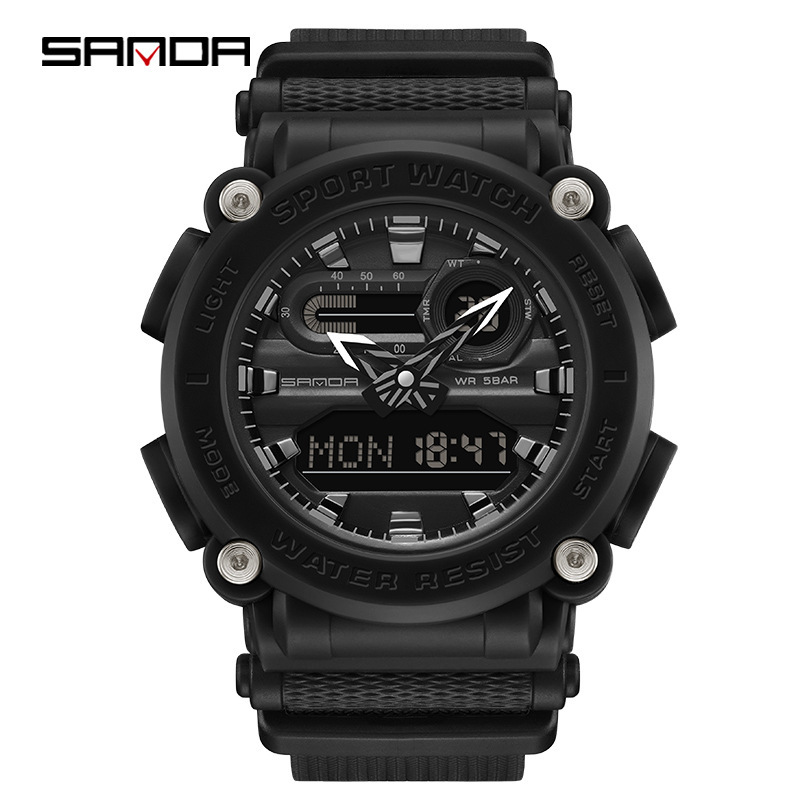 SANDA 3139 reloj electrónico multifuncional deportes al aire libre luminoso impermeable reloj de hombre simple reloj creativo
