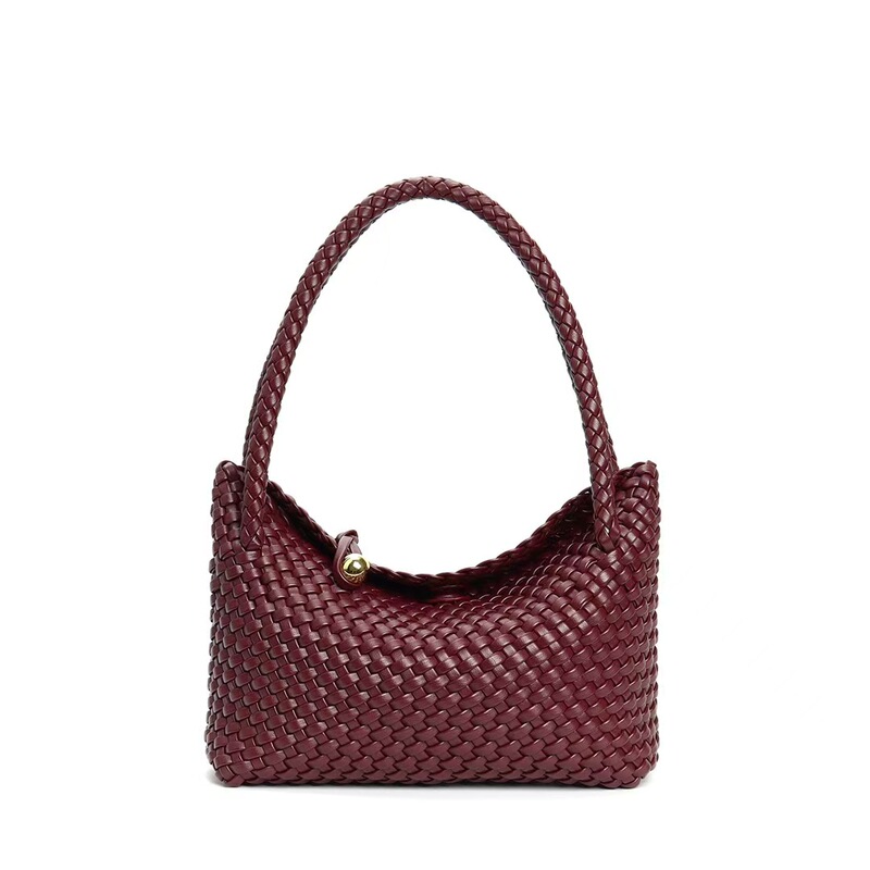 In-Stock Bv New Model Pure Handmade Woven Bucket Bag Tote Bag Shoulder Bag with Small Gold Ball, High-End Woven Bag for Export