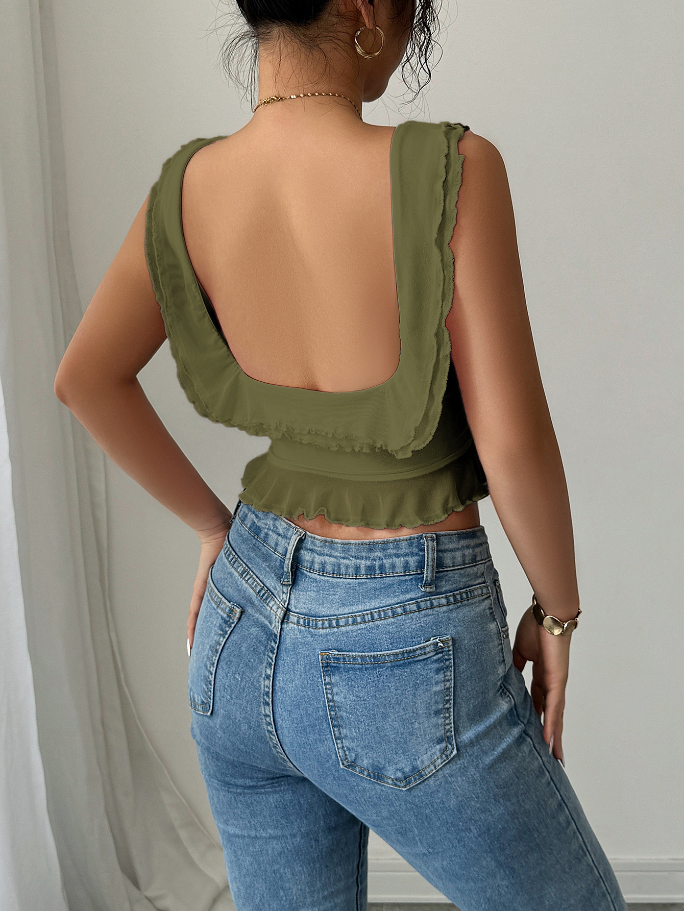 U Neck Neckline Wholesale Women's Spandex Polyester Classic Style Solid Color Tank Tops