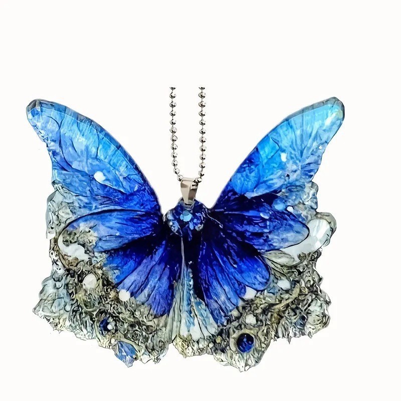 Transfronterizo nuevo creativo mariposa acrílico decoración interior del automóvil colgante mochila llavero decoración del hogar image 10