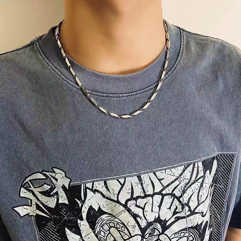 Diamanten ketting voor mannen High Street Titanium staal High Sense voor mannen Mannelijke accessoires Niche choker Vrouwelijke sleutelbeenketting Hipster meloenzaadketting_voghion.com