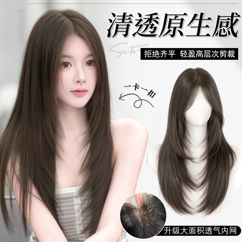 【Free Shipping】Women's Hairpiece for Top of Head, Seamless Hair Extension, Volumizing, High-Layered Long Straight Hair Wig