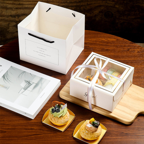4 pieces of paper window-selling afternoon tea dessert baking paper cup macaron puffs Basque cake packaging box