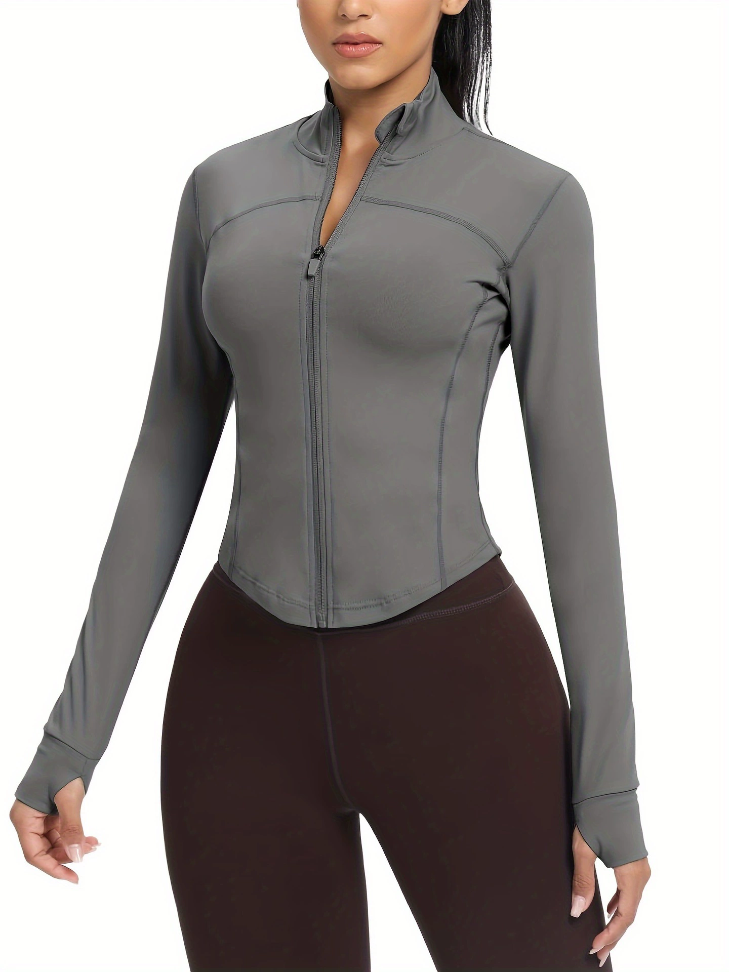 Женская спортивная куртка Slim Fit Полная застежка Многорежимный бег Кроссбордер