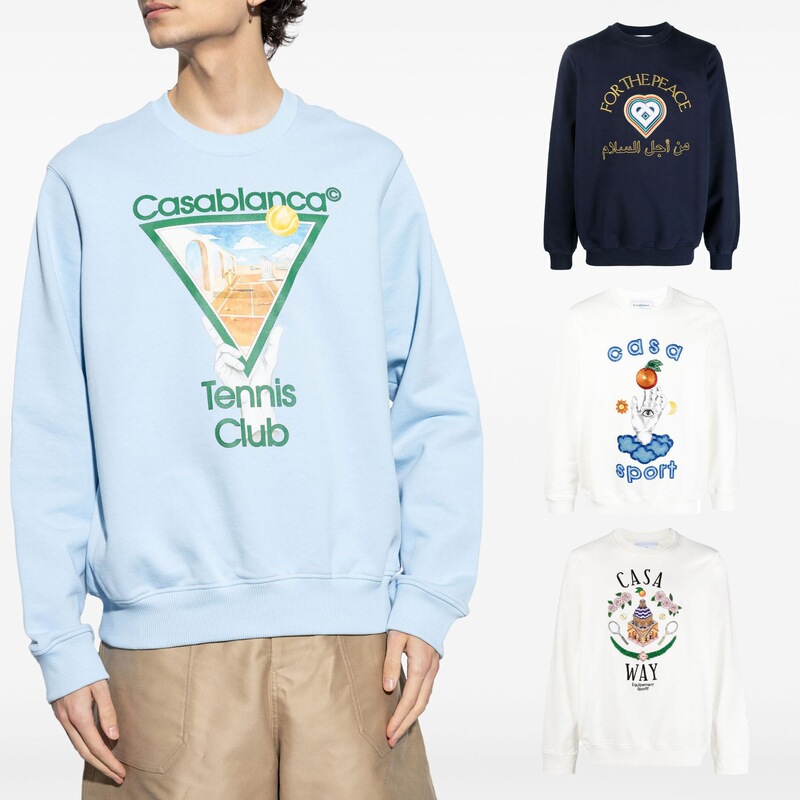 Foreign Trade Cross-Border Supply Casablanca Letter Print Long-Sleeve Crewneck Sweatshirt for Men and Women Foreign Trade Cross-Border Supply Casablanca Letter Print Long-Sleeve Crewneck Sweatshirt for Men and Women