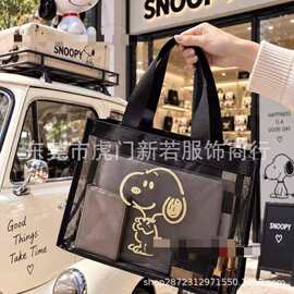 网纱购物袋大容量尼龙透明商场拉链健身瑜伽网布单肩手提沙滩网格