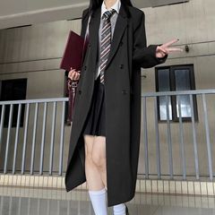 chic西服风衣外套女长款过膝春秋2025年新款英伦风高级感西装大衣