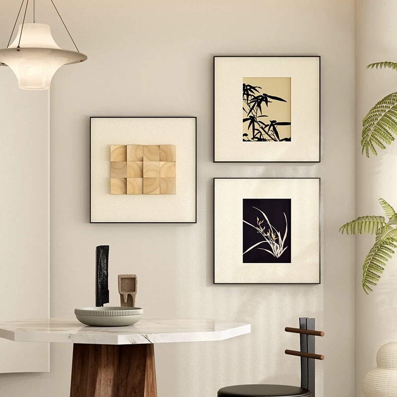 Three-dimensional Sandstone 2024 New French Middle Ancient Dining Room Painting Living Room Dining Room Decorative Painting Sideboard High-grade Sense Hanging Painting