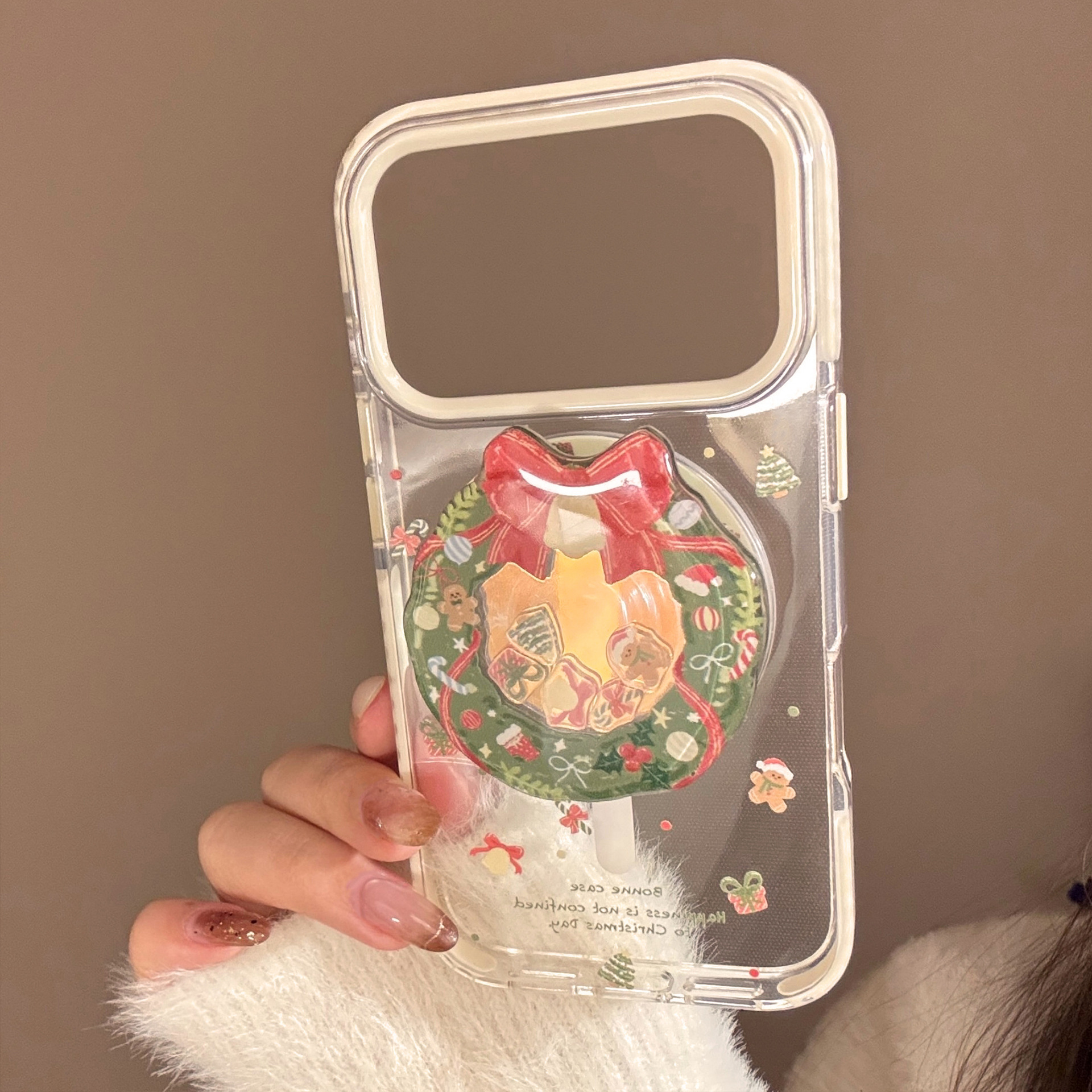 Magnetic Protective Phone Case For Iphone With Christmas Wreath_voghion.com