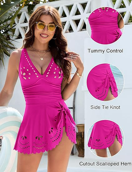 Maillot de bain une pièce style robe pour vacances d'été_voghion.com
