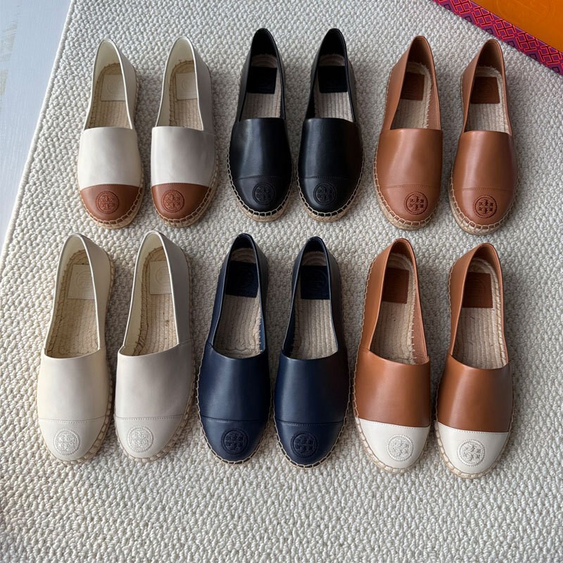 Tb Women's Shoes 2026 New Model Fisherman Shoes Women's Genuine Leather Flat Loafers Thick-Soled Canvas Slip-On Shoes Versatile One-Step Shoes