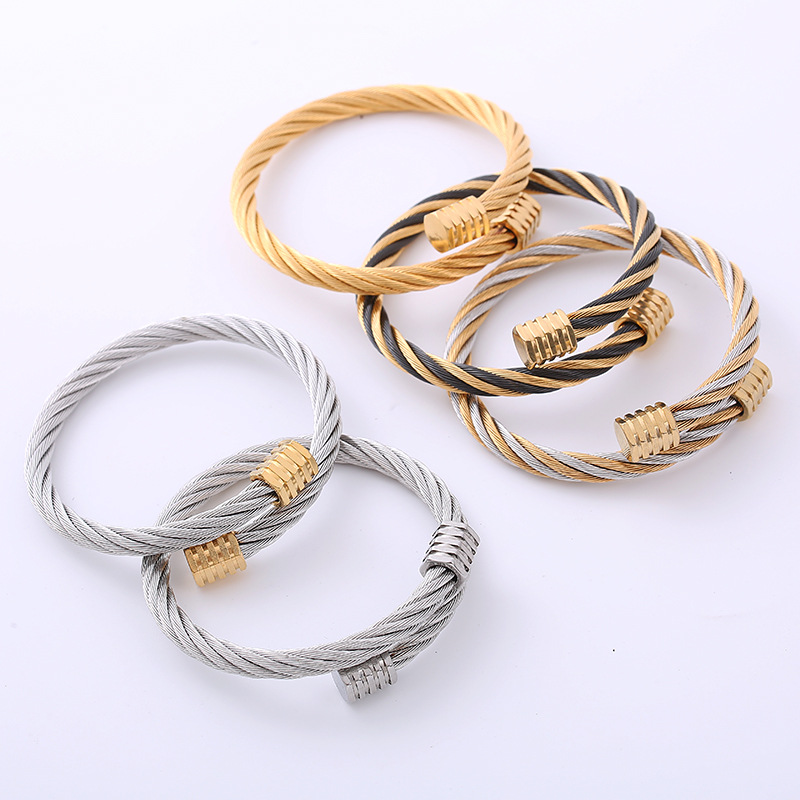 Fashion Solid Color Stainless Steel Plating Bangle 1 Piece