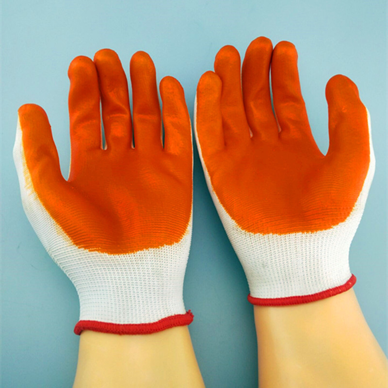 十三针尼龙平挂涂胶PVC大半挂劳保防护挂胶手套