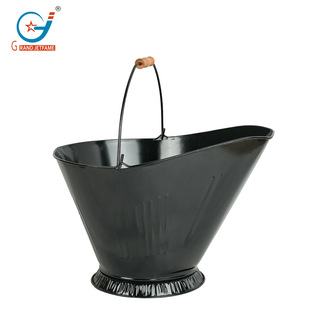 Cross-border metal fireplace pointed mouth gray barrel fireplace accessories metal coal black with wooden handle handle handle
