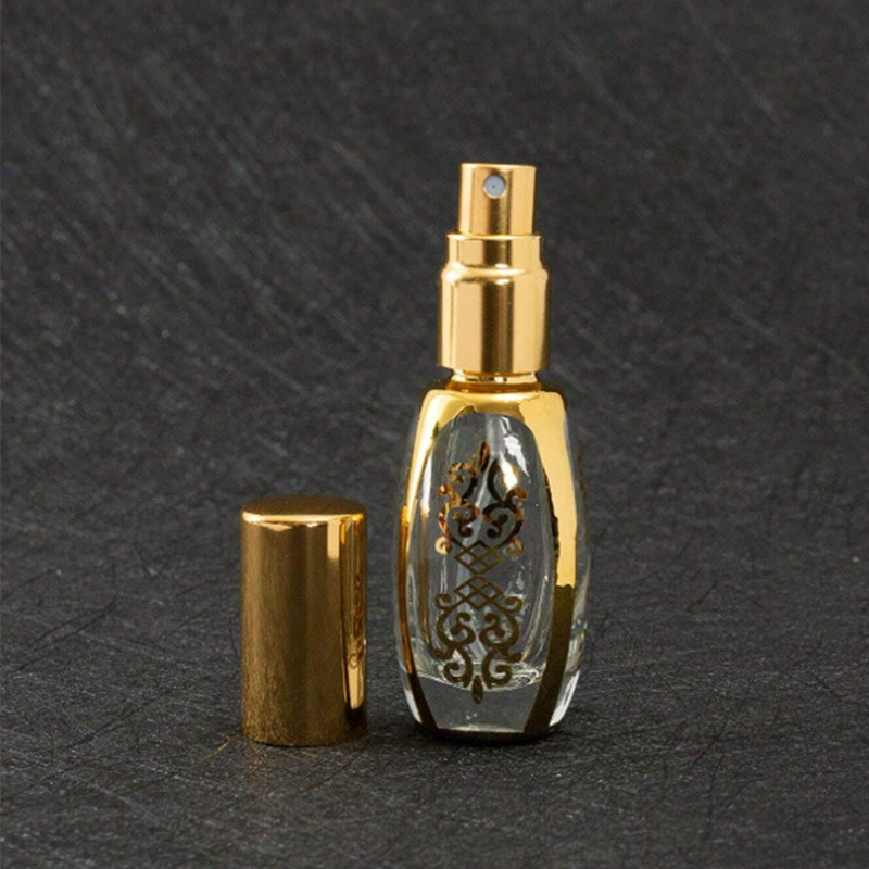 10ml botellas de perfume de oro lipa botellas de aerosol de vidrio botellas de cosméticos botellas de fragancia UV galvanizado botellas de fragancia al por mayor
