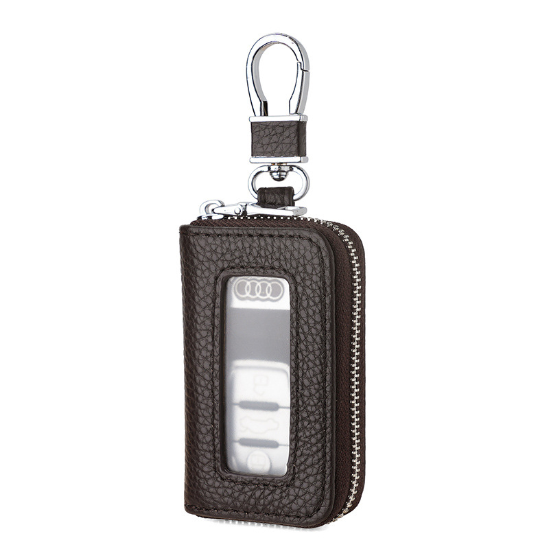 Nuevos productos transfronterizos, bolsas de llaves de automóviles de cuero suave, ventanas abiertas, bolsas de llaves de automóviles de cuero PU, cremallera japonesa y coreana, explosión multicolor.