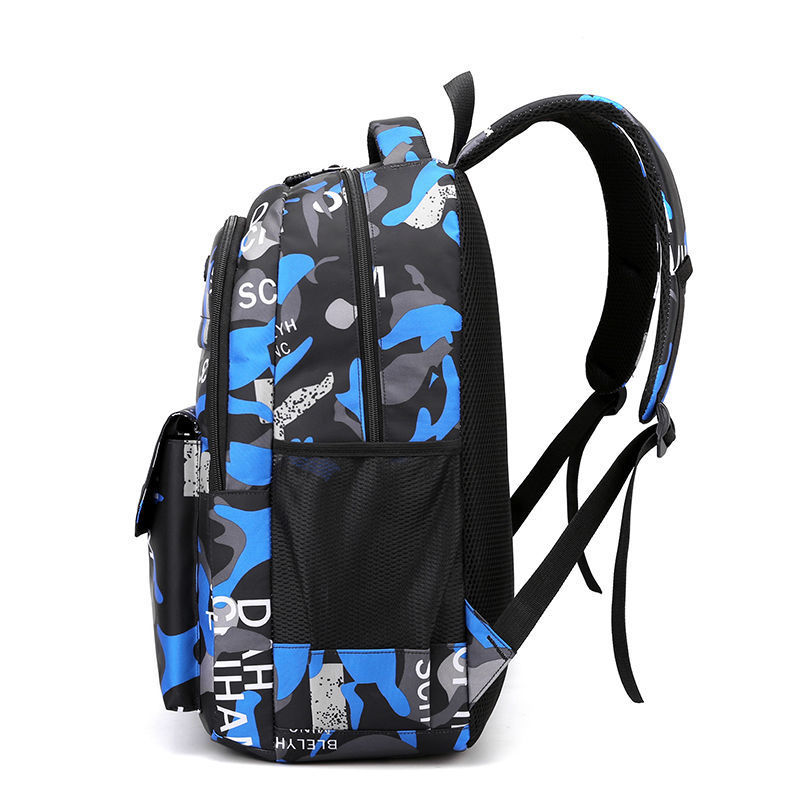 Wholesale of manufacturer's large capacity backpacks for foreign trade, middle school, high school, male and female students' backpacks, casual camouflage printed backpacks