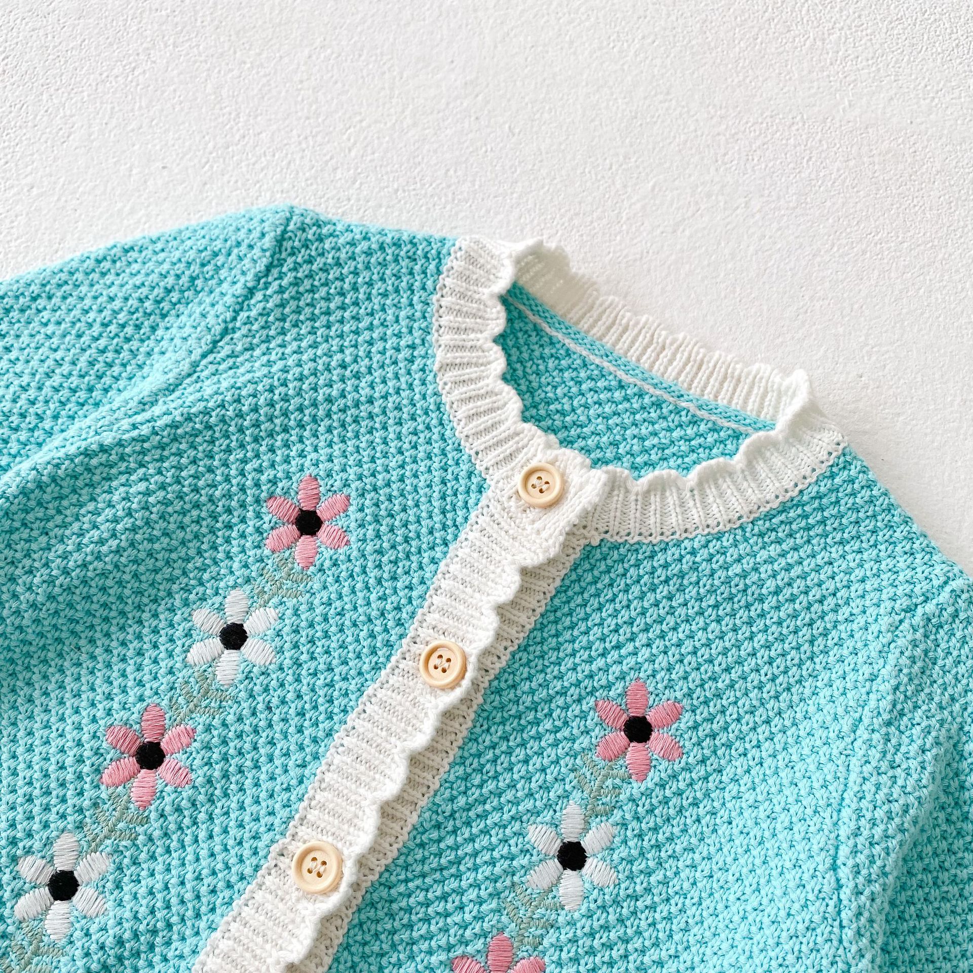 2024 frühling Herbst Kleidung Säuglings-und Kind Bestickte Baby Mädchen Strickjacke + Ha Yi Crawler Zwei Stück Set Einzel_voghion.com