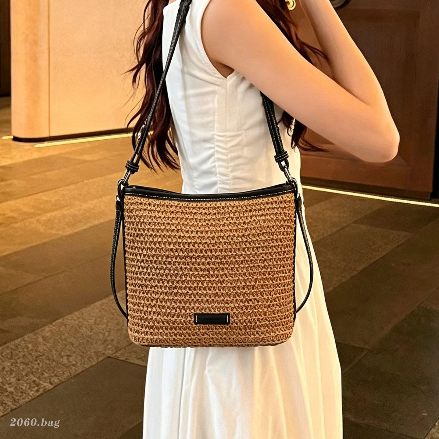 2026 bolsas de verano de tejido para mujeres nuevas bolsas de mochila de paja bolsas de bolsas de gran capacidad de transporte de hombro popular