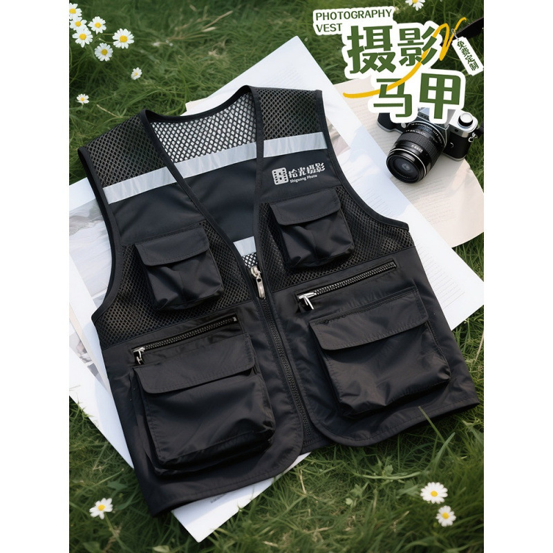 Customized Reflective Vests with Printed Logo for Workwear, Driving Services, Fishing, Photographers, Group Workwear, and Promotional Activities Customized Reflective Vests with Printed Logo for Workwear, Driving Services, Fishing, Photographers, Group Workwear, and Promotional Activities