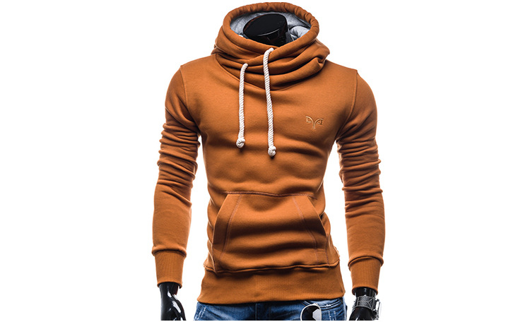 2024 Men's Solid Color Sheep Horn Embroidered Fashion Simple Pullover Hoodie Sweater_voghion.com