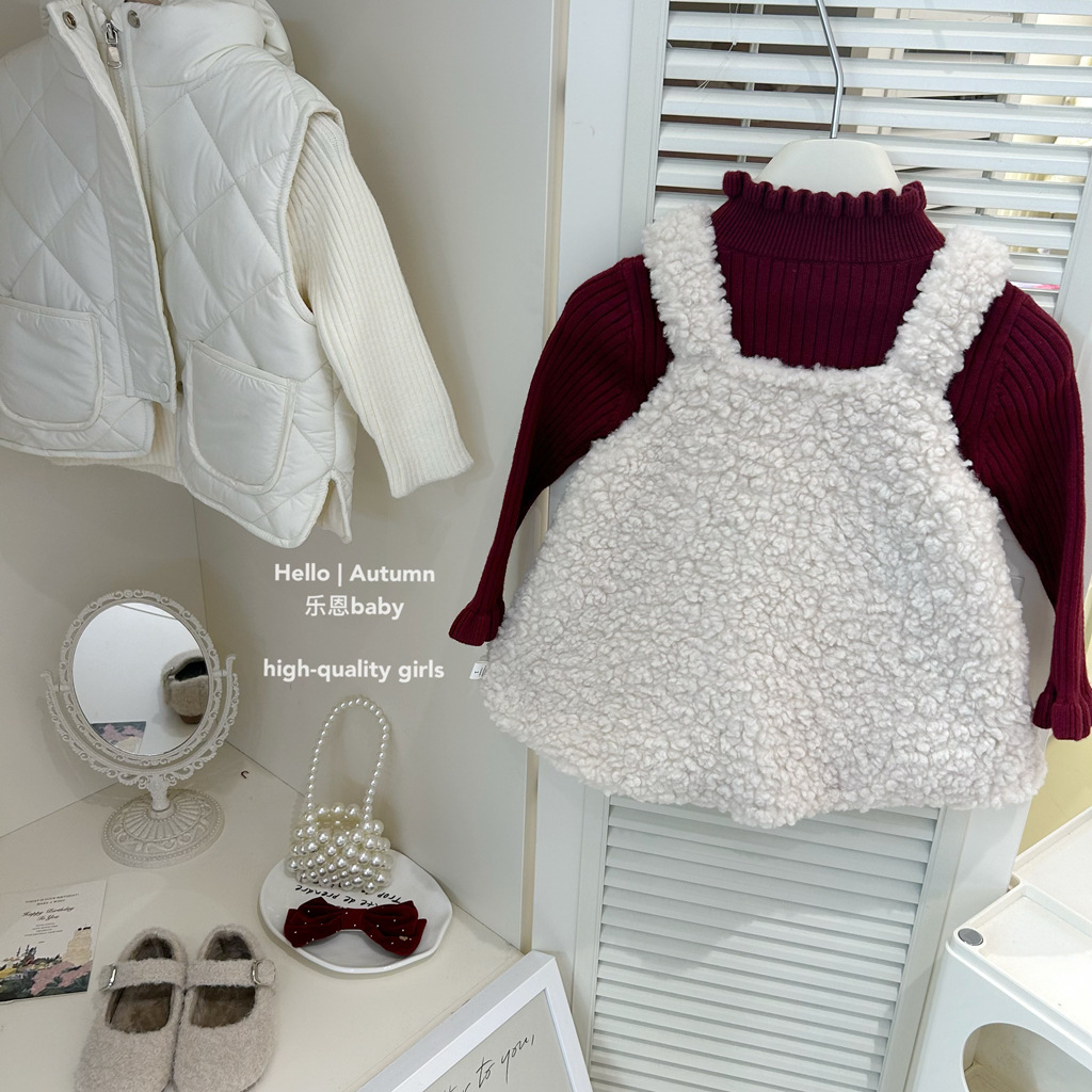 [Ropa de Niños de Leen] Niñas otoño nuevo chaleco de hongos de aire extranjero más ropa de primavera bebé vestido coreano