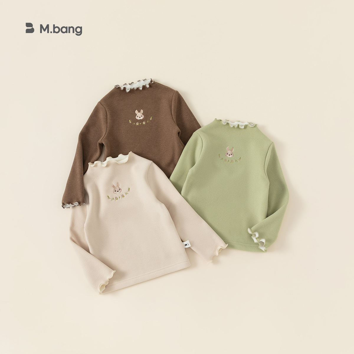 Babycity Girls Winter Bottoming Multi-color Top Children's Bunny Embroidered One-piece Velvet Inner Wear DY23126