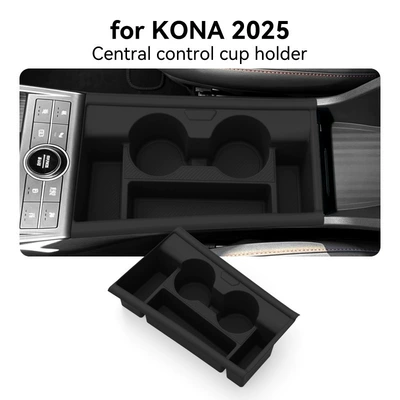 Suitable for 25 models of Hyundai KONA, this center console cup holder cover is a silicone protective and anti-slip mat, a car accessory for modification (Anti-slip mat) - 25-kona-center-console-cup-holder-covers