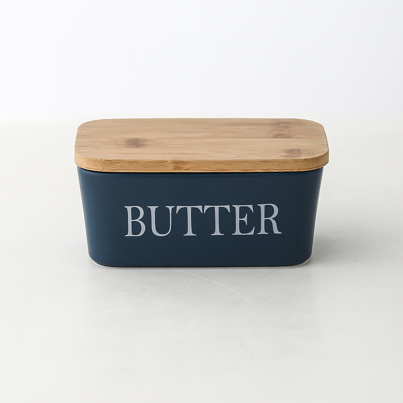 長方形の陶磁器のバターの箱の密封の缶の牛油の箱の竹の蓋はナイフの洋式の家庭用チーズの箱のクロスボーダーのアマゾンを持ちます。|undefined