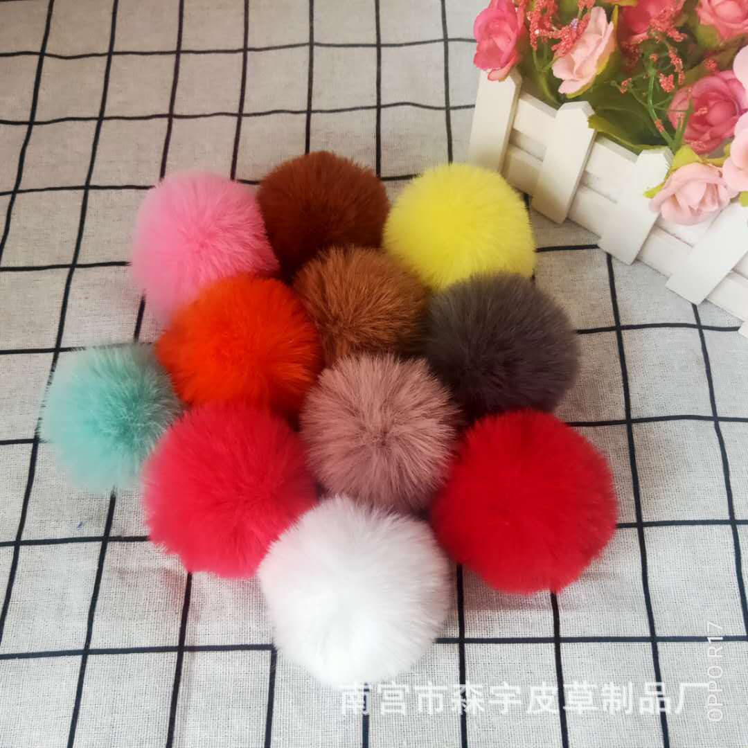 Lote de fábrica 56789 Bola de piel de imitación pequeña bola de peluche de color Bola de piel accesorios de joyería imitación Rex conejo Bola de piel colgante