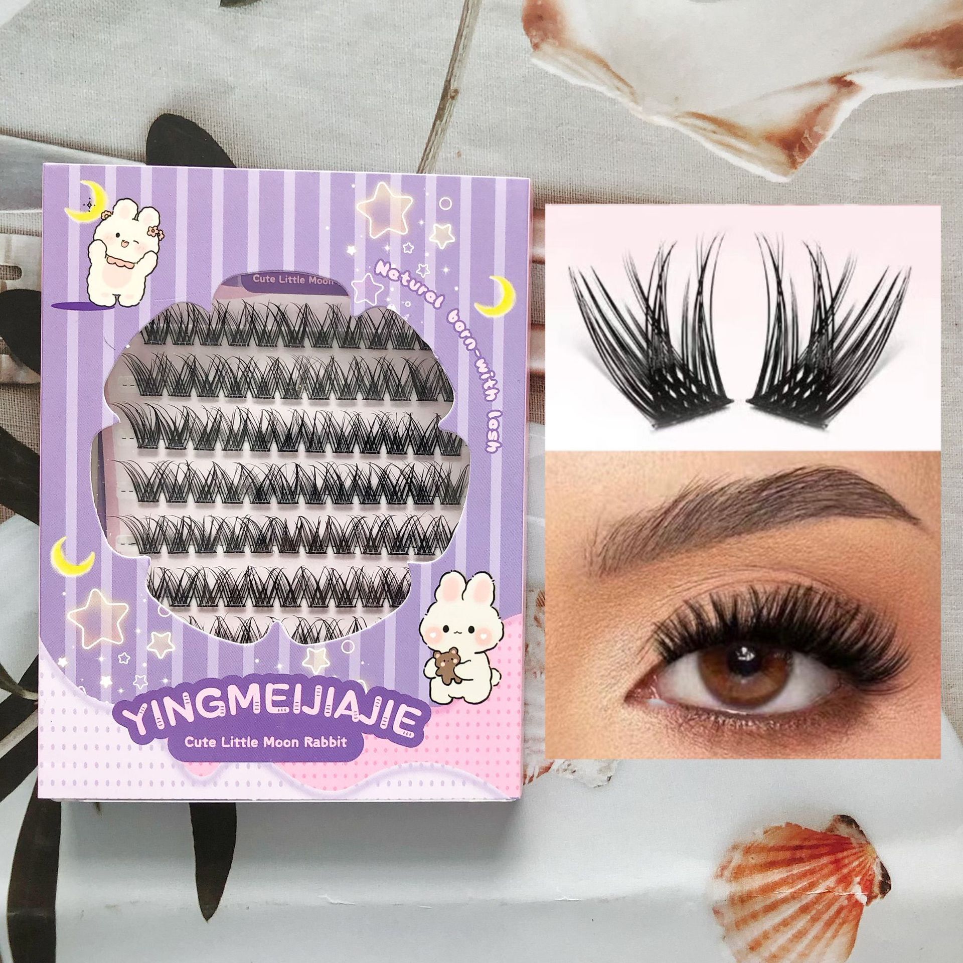 Caja de regalo de pestañas falsas transfronterizas empaque ocho filas YF25 grueso rizado abundante ligero esponjoso sin pegamento pestañas falsas