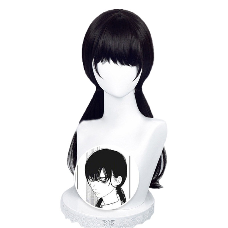 Guerra diablo tres águila cos peluca motosierra hombre 2 pares Cola de Caballo Negro larga recta pelo falso uniforme