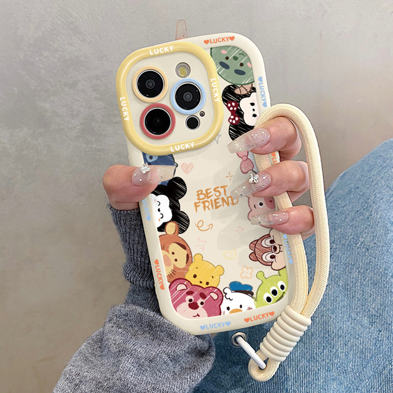 Cute Q-Version Cartoon Avatar with Lanyard Suitable for Apple 17 Pro Max Phone Case iPhone 14 Pro New Model 16
