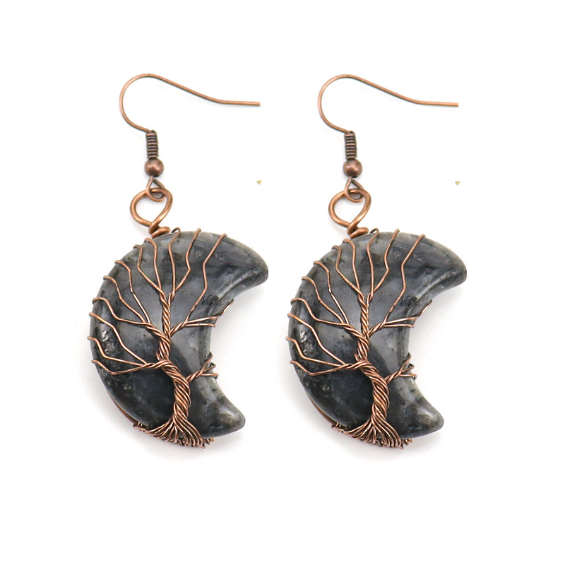 Simple Style Moon natural stone Copper Plating Drop Earrings 1 Pair