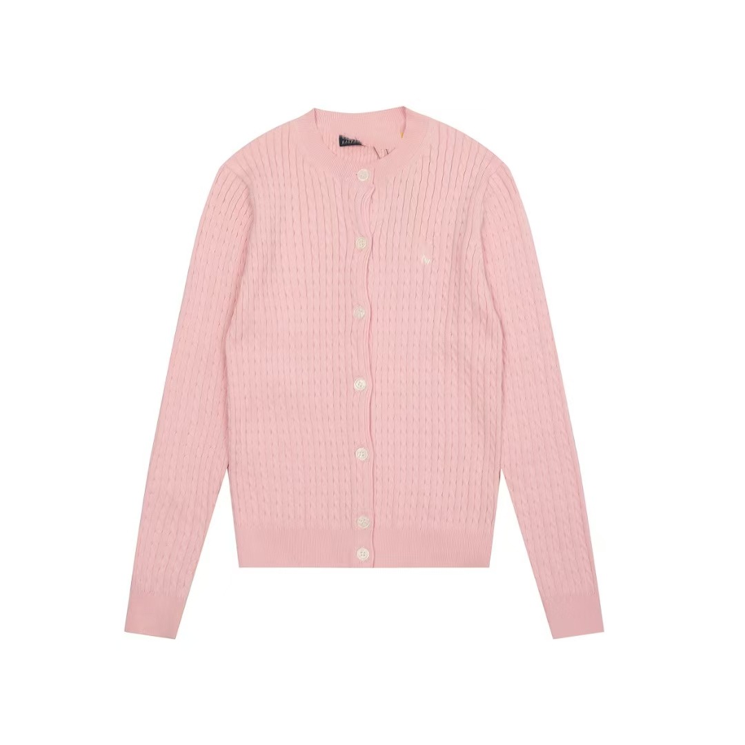 QRコードでスキャン可能〜国境を越えた貿易用RLラルフローレス刺繍入りベーシックで万能な麻編みニットカーディガン長袖