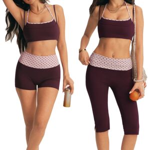 AYM043839 Polka Dot High-Waist Yoga Leggings with Halter Bra Set Aoyema wholesale