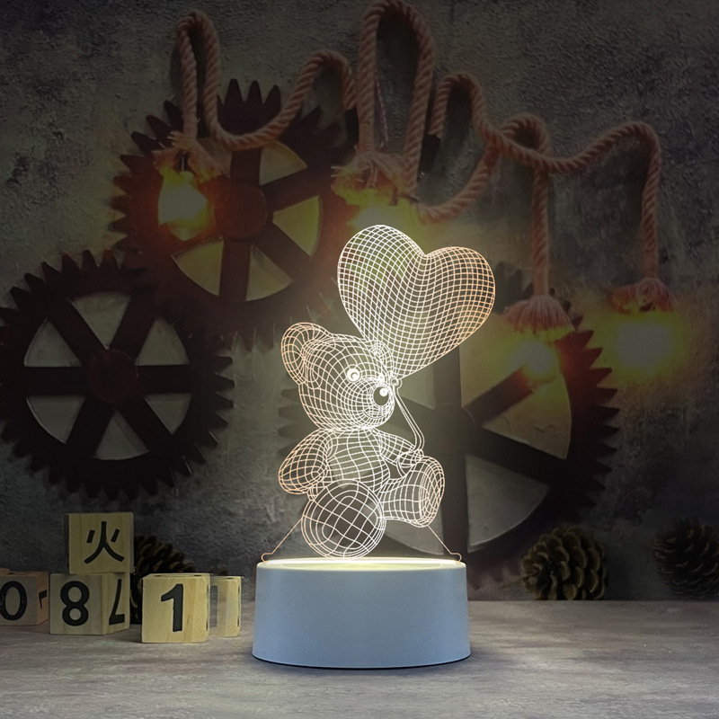 Nueva y única lámpara de noche 3D de acrílico, lámpara de escritorio USB, lámpara de noche para dormitorio, lámpara LED creativa, regalo de regreso a clases, Día del Trabajo