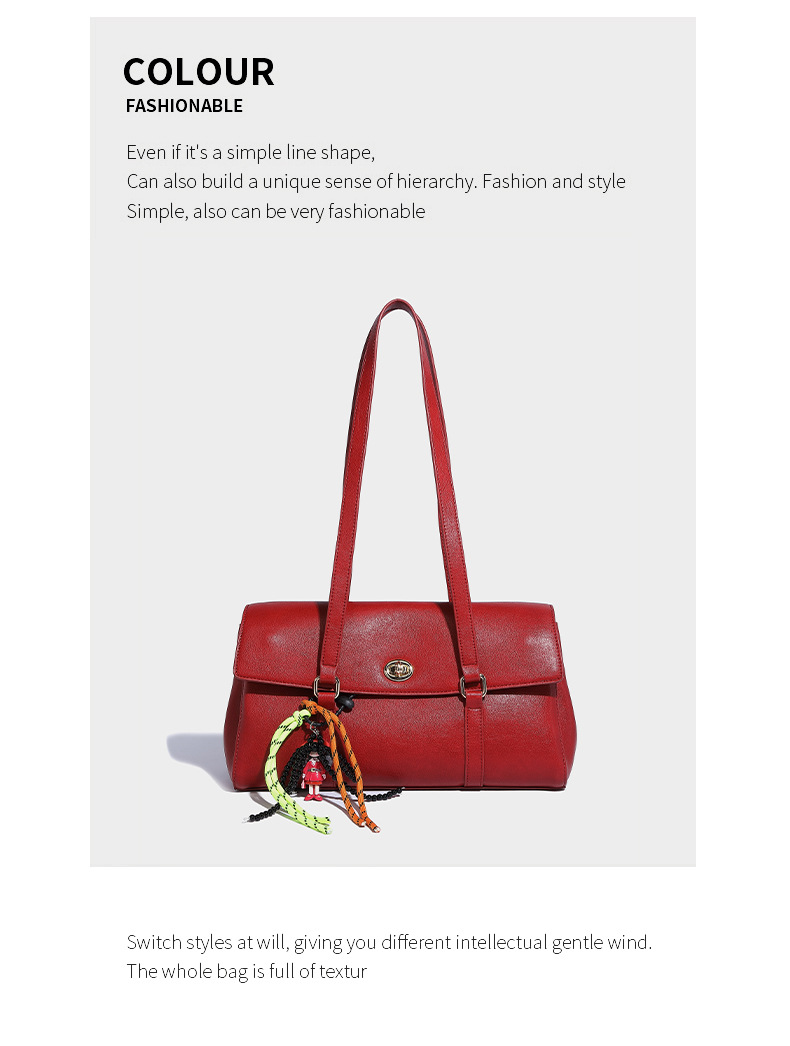 Grote capaciteit enkele schouder oksel met high-end gevoel, kralenhanger voor woon-werkverkeer, modieuze en veelzijdige handheld_voghion.com