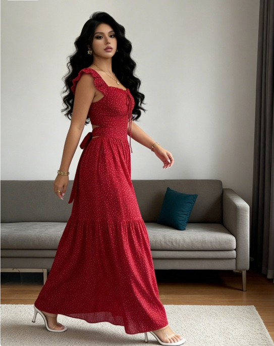 Women's Square Neck Floral Print Halter Flowy Tiered Maxi Dress – Bohemian Summer Resort Gown_ecoleips.com