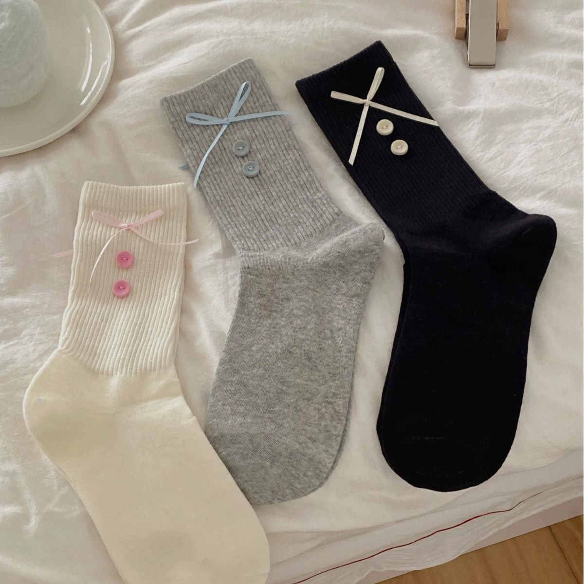 Brand blue cute socks with bow
