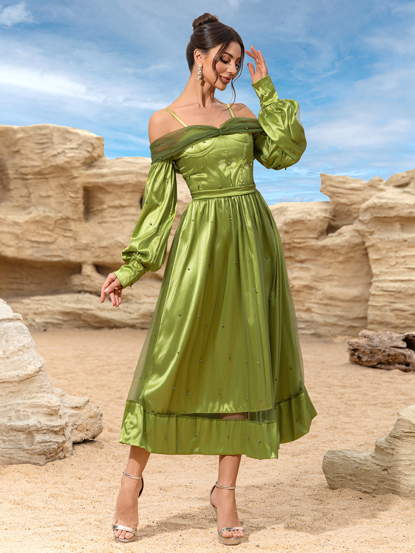 Europa y los Estados Unidos transfronterizos primavera y verano comercio exterior nueva ropa de mujer deseo Amazon sexy vestido de braza de hombro