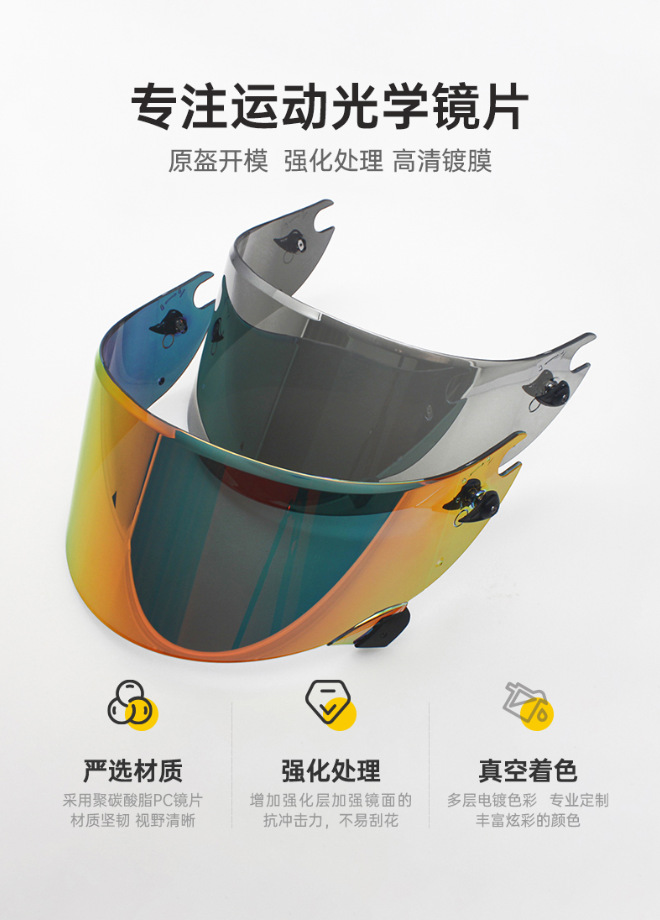 Suitable for Shark Big Shark Helmet Lenses, Sun Protection, Cold Protection, Wind Protection, Motorcycle and Electric Vehicle Accessories, Protective Silver Coating