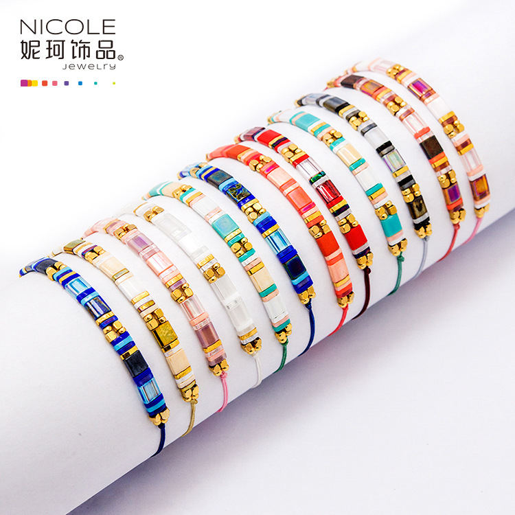 Europa y América pulsera personalizada playa verano TILA joyería con cuentas insta Internet celebridad Bohemia joyería de Nike image 3