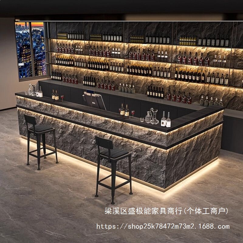 Bar Counter, Tavern Bar Workstation, Coffee Shop Milk Tea Front Desk, Cash Register, Barbecue Restaurant Soft-Covered Reception Desk