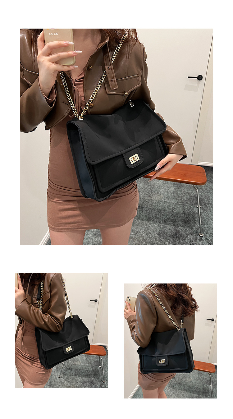 Large capacity for women's autumn and winter 2023 new fashionable frosted chain crossbody commuting tote bag_voghion.com